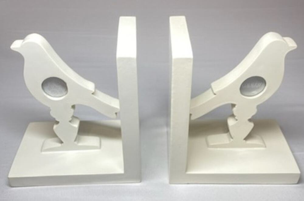 Sicura Italian Designs “Bird Banister” Ceramic Bookends • White • Photo Holders